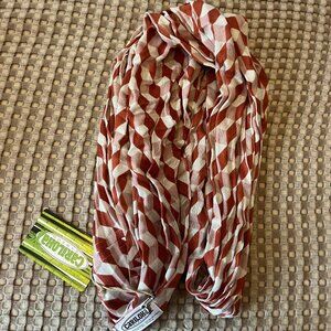 Cariloha Orange/Rust & White Infinity Bamboo Scarf, NWT